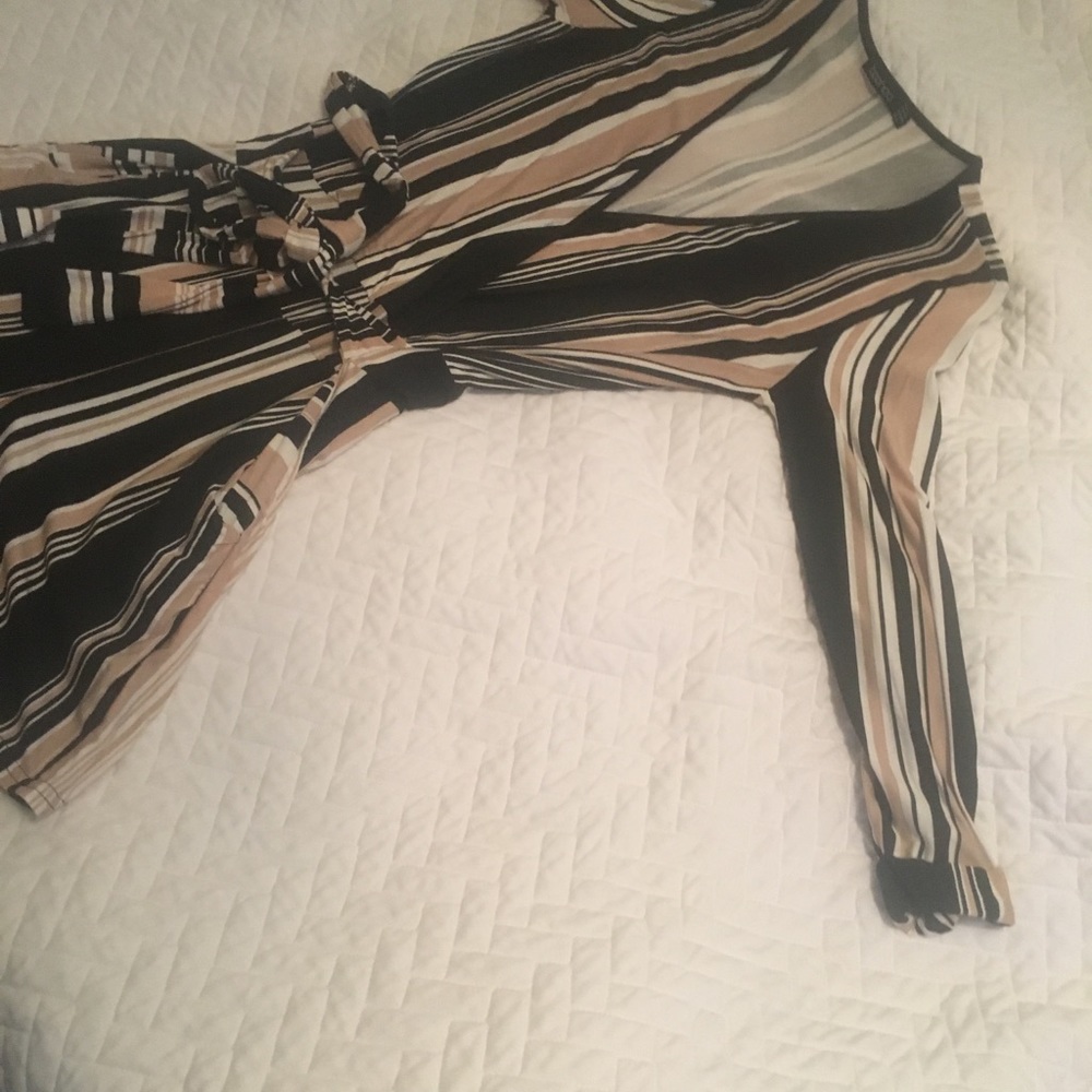 Striped belted romper